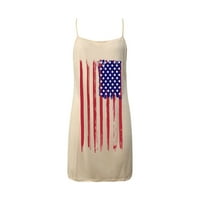 Július negyedik rövid ruhák nőknek nyári O-nyakú ujjatlan hazafias Parádé Parittya ruha USA zászló nyomtatás vékony