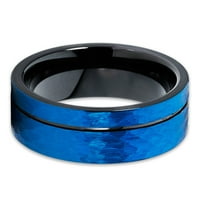 Kék Kalapált Jegygyűrű, Fekete Volfrám Gyűrű, Volfrám-Karbid Gyűrű, Eljegyzési Gyűrű, Egyedi Fekete Gyűrű