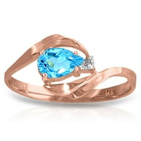 Galaxy Gold 14k Rózsa arany gyűrű természetes gyémánt és körte alakú kék Topáz-Méret 9.5