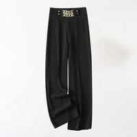 Női nadrág divatos, női elegáns Dressy nadrág Egyszínű Mikro elasztikus nadrág magas derék üzleti nadrág lánc dekoráció