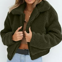 MeetoTime Női Téli Kabátok Hosszú Ujjú Cipzáras Hajtóka Párnázott Meleg Vágott Kabátok Egyszínű Kényelmes Alkalmi Kabátok