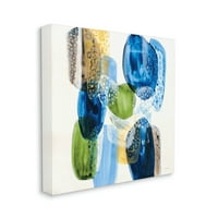 Stupell Industries Vivid Blue Circle formák absztrakt kavicsos design festménygaléria csomagolt vászon nyomtatott fali