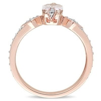 Miabella női karátos nyolcszögletű morganit karátos gyémánt 10KT rózsa arany eljegyzési gyűrű