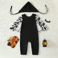 Esho 6m-3y Baby Boys Lányok Halloween ruhák csontváz tök nyomtatott Body + kalap szett