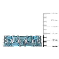 3- Carat T.G.W. London-Blue Topaz és Carat T.W. Gyémánt 10KT fehérarany geometriai gyűrű
