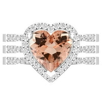 Dazzlingrock Collection szív alakú Center Morganite kerek fehér gyémánt Halo stílusú eljegyzési gyűrűvel nőknek 10k