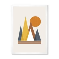 Designart 'Sun and Mountain Abstract' Modern keretes művészeti nyomtatás