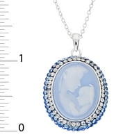 Diamoness Női Sterling ezüst anya és gyermek kék kristály nyaklánc