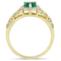 Miabella női karátos T.G.W. Létrehozott smaragd és gyémánt akcentus 10KT sárga arany halo szívgyűrű