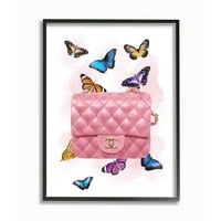 Stupell Industries színes pillangók és divat tengelykapcsoló rózsaszín design keretes fal art dizájn, Ziwei Li, 11