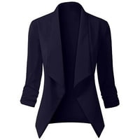 Női blézer divat zseb vissza Hasított Női kabát Navy 2XL