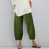 Guzom vászon nadrág Női - széles láb bő nyári alkalmi zsebekkel Sweatpants zöld Méret XL