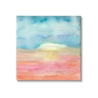 Stupell Industries Absztrakt akvarell táj nap Rising Horizon Sky Painting Galéria csomagolt vászon nyomtatott fali