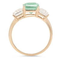 4.0 ct smaragd vágott zöld szimulált gyémánt 18K sárga arany évforduló eljegyzési kő gyűrű mérete 7.25