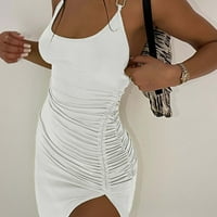 Női ruhák Kerek nyakkivágással alkalmi Mini nyomtatott Hüvely Ujjatlan nyári ruha Fehér m