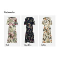 Softmallow női Molett méretű virágos nyomtatott Boho Maxi ruha Vintage hüvely laza hosszú ruhák Női-Fekete XL