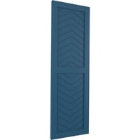 Ekena Millwork 15 W 28 H True Fit PVC Két panel chevron modern stílusú rögzített redőnyök, Sojourn Blue