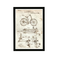 A Wynwood Studio Transportation keretes fali művészet nyomatok 'Fryer hajtómű kerékpár pergamenhez' Biciklek - Barna,