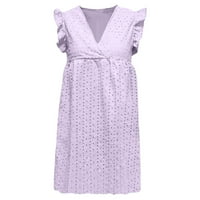 Clearance-Sale ruhák nőknek Molett méretű ujjatlan egyszínű csipke ruha V-nyakú fodros Midi Fit és Flare Napi Alkalmi