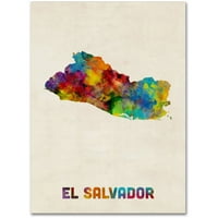 Védjegy Szépművészet El Salvador akvarell térkép vászon művészete, Michael Tompsett