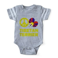 CafePress-FIN béke szerelem Tibeti Terrier zászló baba futball-aranyos csecsemő baba labdarúgó Body
