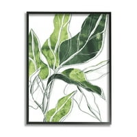 Június Erica Vess Expressive Palm Linework Green Pop részlet keretes festmény művészeti nyomatok