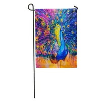 Akvarell művész eredeti olajfestmény vászon színes páva Modern Klasszikus kerti zászló dekoratív zászló Ház Banner