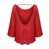 női pólók női molett méret laza Háromnegyed ujjú pöttyös O-nyakú pulóver felsők ing Női pólók piros + US ons 4-6