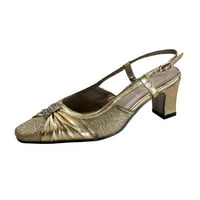 Alba nők széles szélességű ruha szeletelős fémes cipő dísz aranymal 5.5