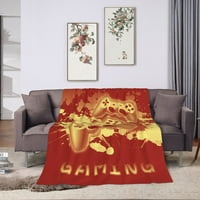 Polár dobás takaró kanapé, játék elemek fogantyú Retro Barna nyomtatási könnyű plüss Fuzzy hangulatos puha ágy takaró