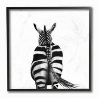 Stupell Industries Zebra Butt mögött fekete fehér minimális rajz keretes fal Art Design Victoria Borges, 12 12