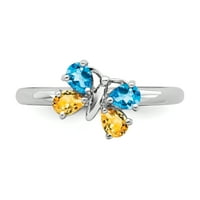 Ezüst Kék Topáz & Citrin Pillangó Gyűrű