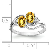 Primal arany karátos fehér arany 6x ovális citrin kockás és AA gyémánt gyűrű