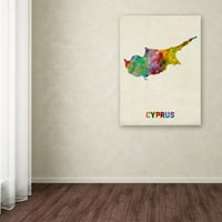 Védjegy Szépművészet Ciprus akvarell térkép vászon művészete, Michael Tombsett