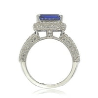 Sterling ezüst smaragd-vágott zafír és gyémánt akcentus gyűrű