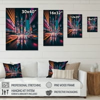 Designart futurisztikus New York City Neon II Canvas Wall Art