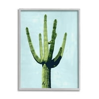 Fenyegető kaktusz türkiz égbolt botanikai és virágos grafikus művészet szürke keretes művészet nyomtatott fali művészet