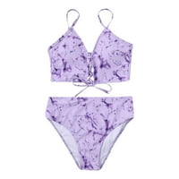 Fopp eladó női Split Divat tinta nyomtatás Bikini Beach fürdőruha világos lila S