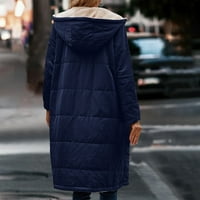 Miluxas Női meleg téli kabátok reverzibilis Sherpa Gyapjú Hosszú Kapucnis kabátok Felsőruházat Clearance Kék 10