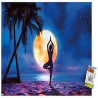 Moreno-képzőművészet-jóga Holdfény strand fali poszter Pushpins, 22.375 34