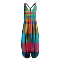 Női Alkalmi Boho Print Romper Hosszú Playsuit Vállnélküli Ujjatlan Jumpsuit Tietoc