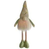 22 kivilágított zöld és krém álló tavaszi Gnome figura kötött kalap