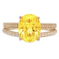 3.28 ct ovális vágott sárga szimulált gyémánt 14K sárga arany évforduló eljegyzési gyűrű mérete 6.5
