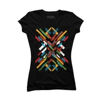 Fractal Pattern Juniors fekete grafikus póló-az emberek XL tervezése