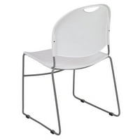 Flash bútorok Hercules műanyag Carry Handle Stacking szék fehér és ezüst