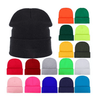 Stromguard Férfiak Nők Kötött Skully Beanie Hat Sí Sapka Mandzsetta Slouchy Sima Szilárd Meleg Téli-Sárga