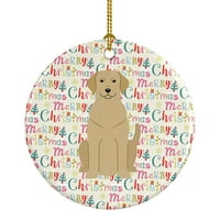 Boldog Karácsonyt Sárga Labrador Kerámia Dísz