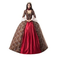Női rokokó Ball ruha nyomtatás hosszú gótikus viktoriánus ruha álarcosbál téma ruhák^DAMML