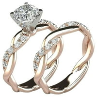 Dengmore Gyűrű Gyűrű Menyasszonyi Cirkon Gyémánt Elegáns Eljegyzési Esküvői Zenekar Gyűrű Készlet