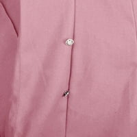 Guzom Női Peacoats-Gomb Hosszú Ujjú Laza Hosszú Téli Kabátok Rózsaszín